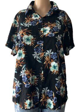 Hawaiian Jogal Button-Down Navy Shirt